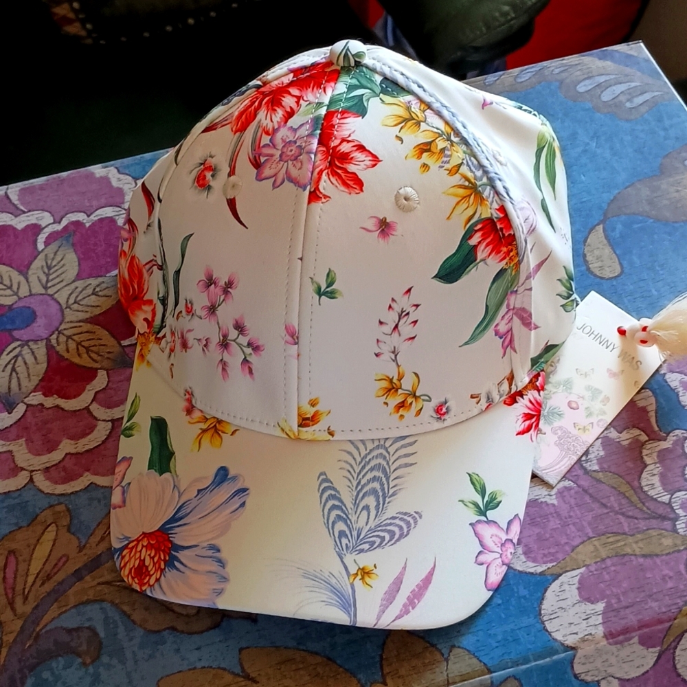 Johnny Was Bee Active Boho Floral Baseball Hat Cap New w Tag